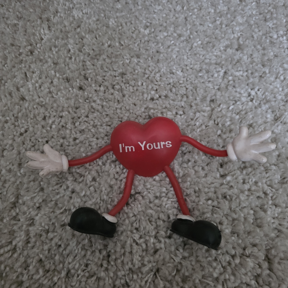 Source Unknown Red Heart Figurine with White Hands and Black Shoes